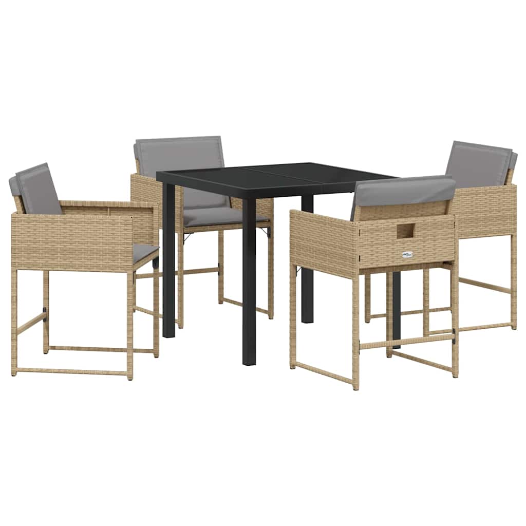 Garten Essgruppe mit Kissen 5 pcs Beige Poly Rattan