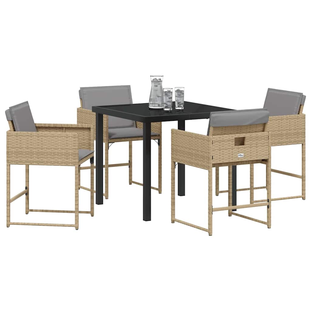 Garten Essgruppe mit Kissen 5 pcs Beige Poly Rattan
