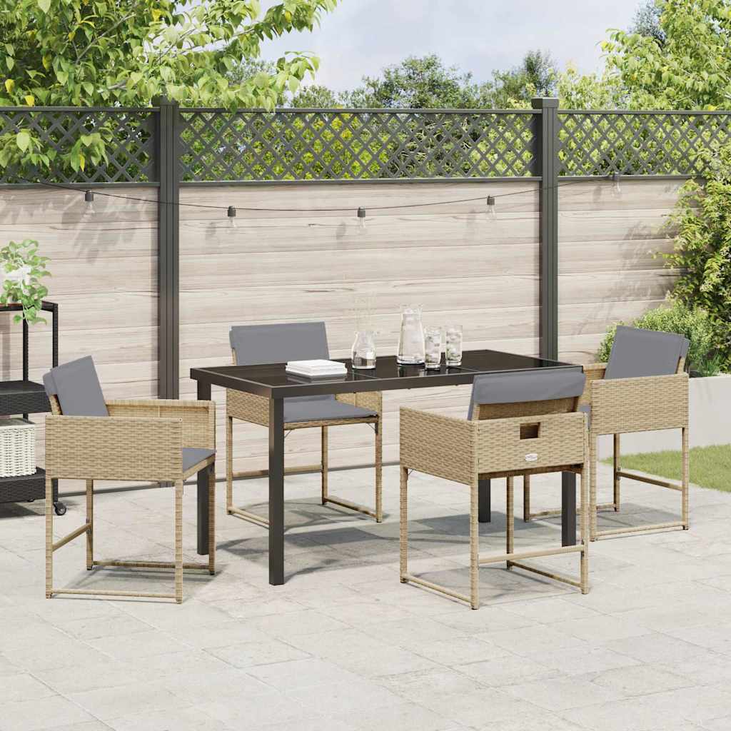 Garten Essgruppe mit Kissen 5 pcs Beige Poly Rattan