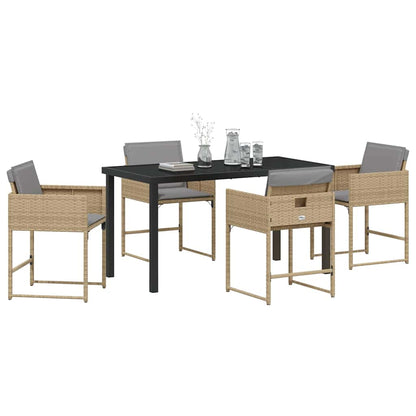 Garten Essgruppe mit Kissen 5 pcs Beige Poly Rattan