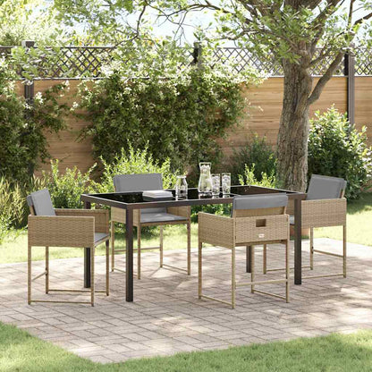 Garten Essgruppe mit Kissen 5 pcs Beige Poly Rattan