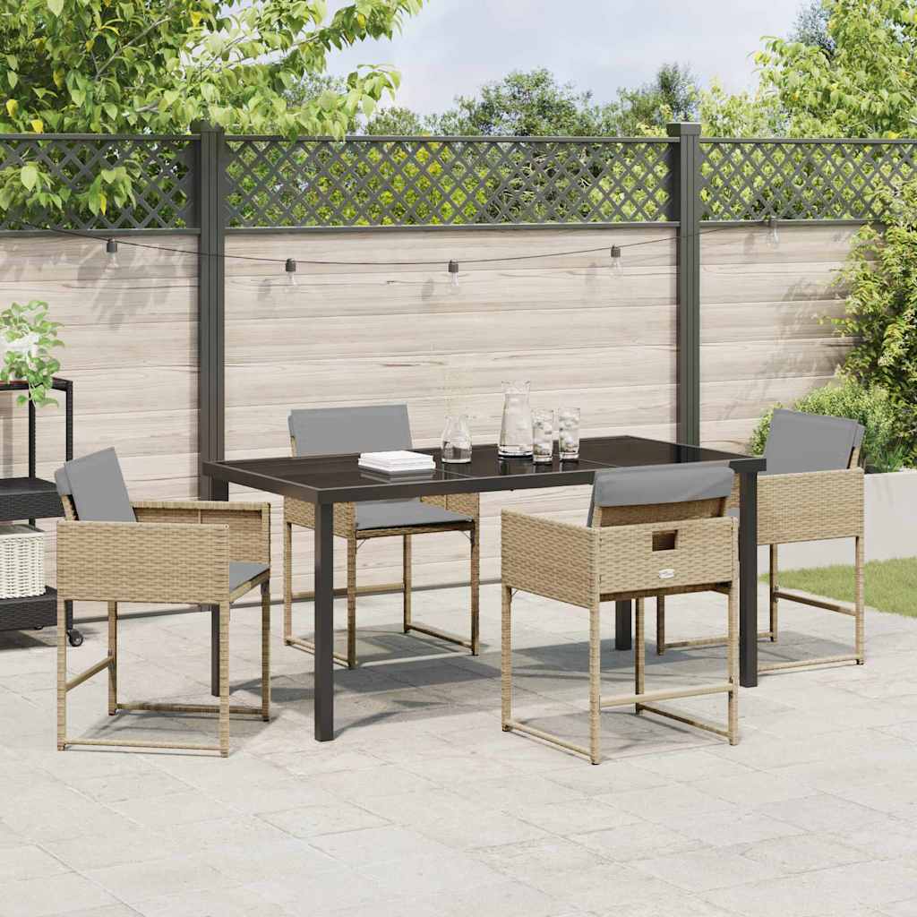 Garten Essgruppe mit Kissen 5 pcs Beige Poly Rattan