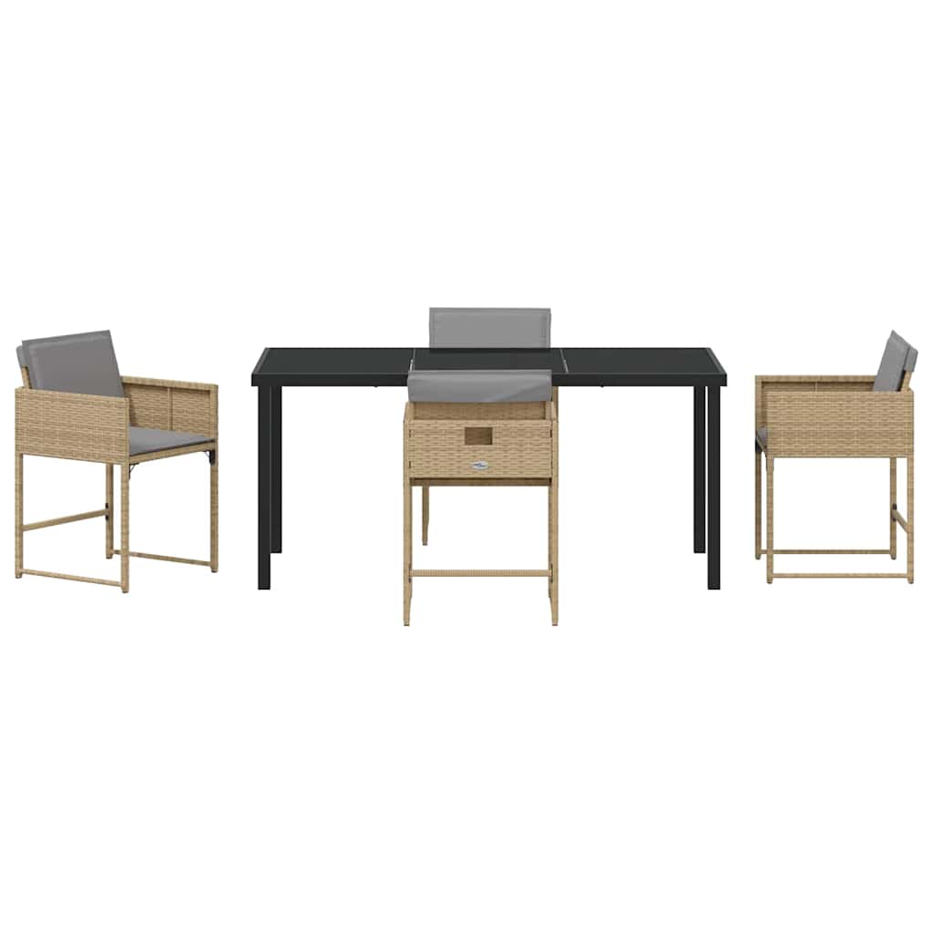 Garten Essgruppe mit Kissen 5 pcs Beige Poly Rattan