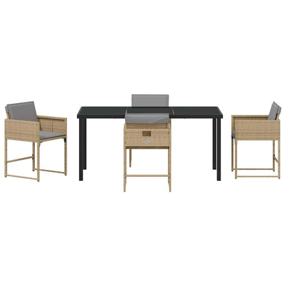 Garten Essgruppe mit Kissen 5 pcs Beige Poly Rattan