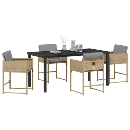 Garten Essgruppe mit Kissen 5 pcs Beige Poly Rattan