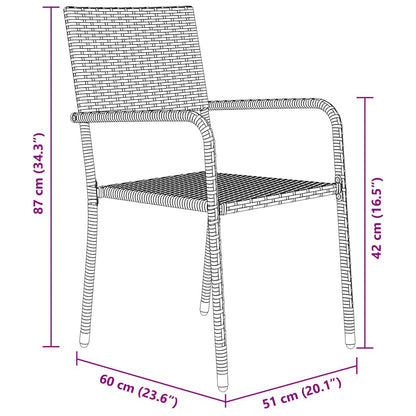 Garten Essgruppe 3 pcs Schwarz Poly Rattan