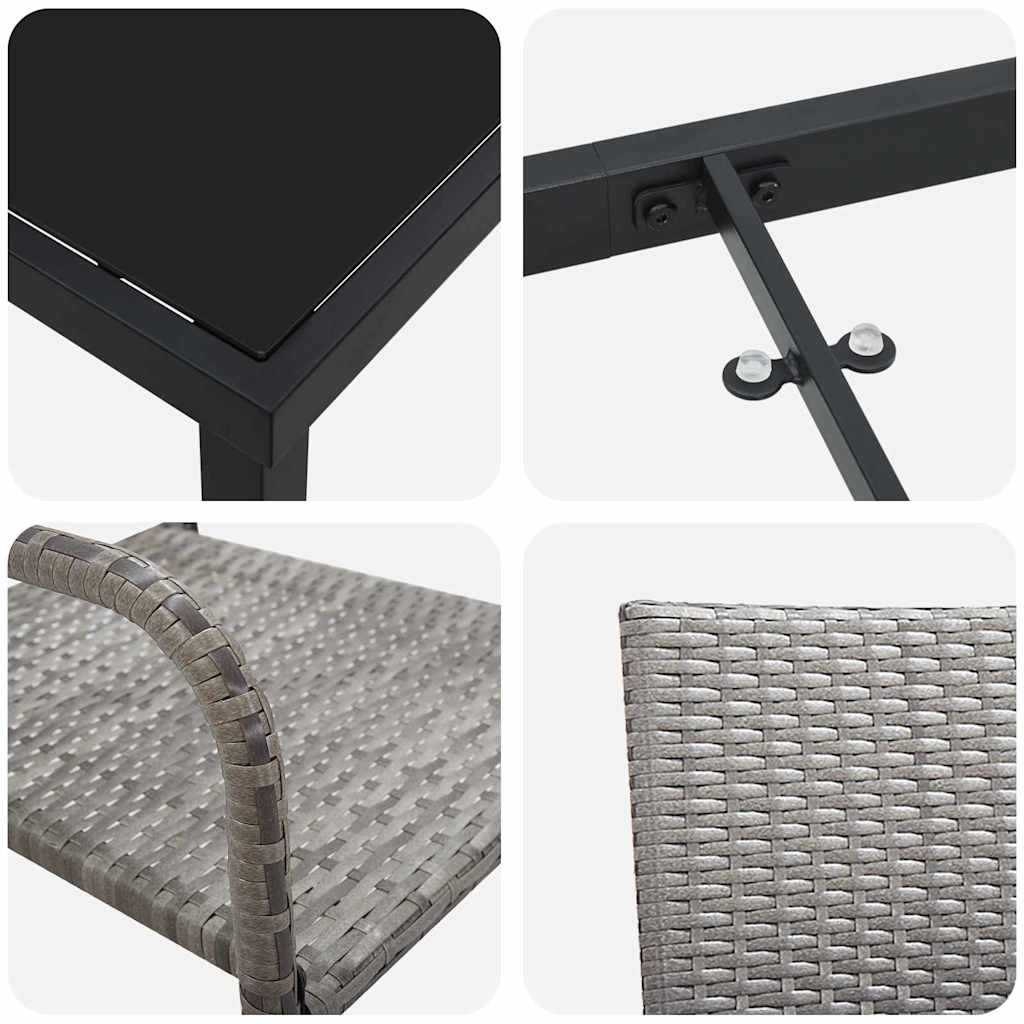 Garten Essgruppe 3 pcs Grau Poly Rattan