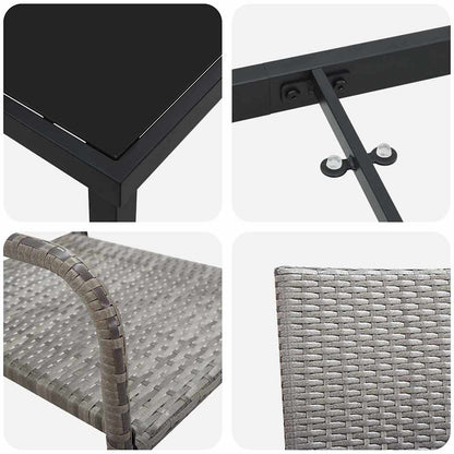 Garten Essgruppe 3 pcs Grau Poly Rattan