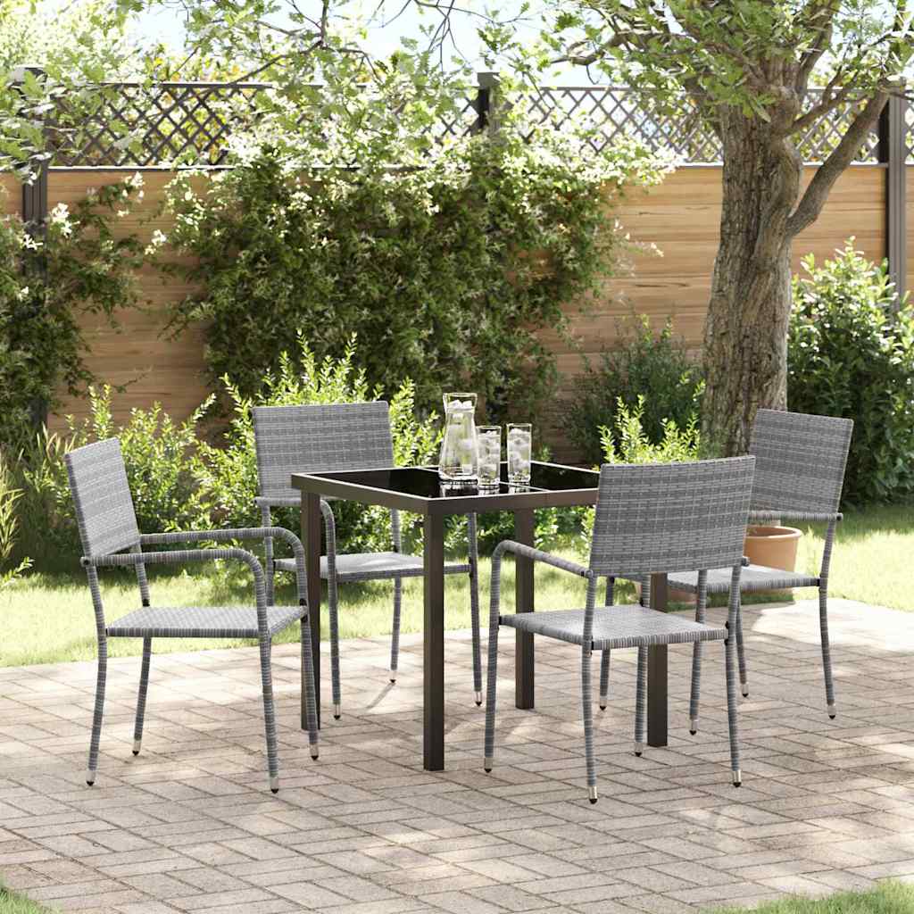 Garten Essgruppe 5 pcs Grau Poly Rattan