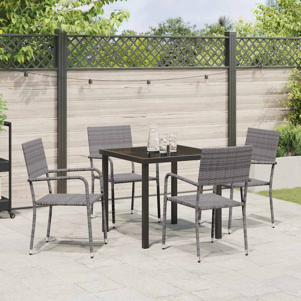 Garten Essgruppe 5 pcs Grau Poly Rattan