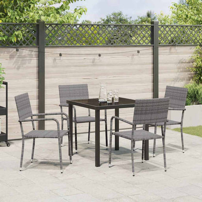Garten Essgruppe 5 pcs Grau Poly Rattan