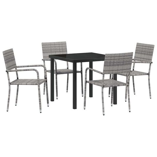 Garten Essgruppe 5 pcs Grau Poly Rattan