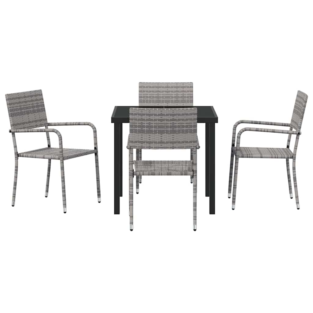 Garten Essgruppe 5 pcs Grau Poly Rattan