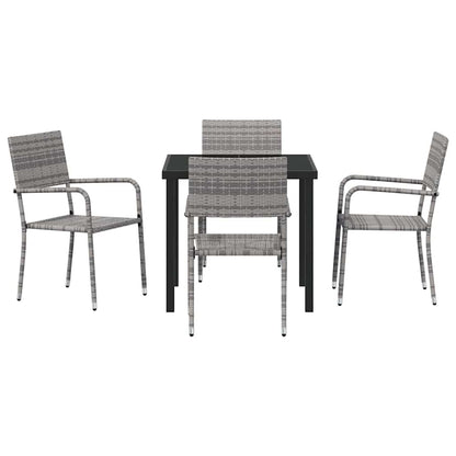 Garten Essgruppe 5 pcs Grau Poly Rattan