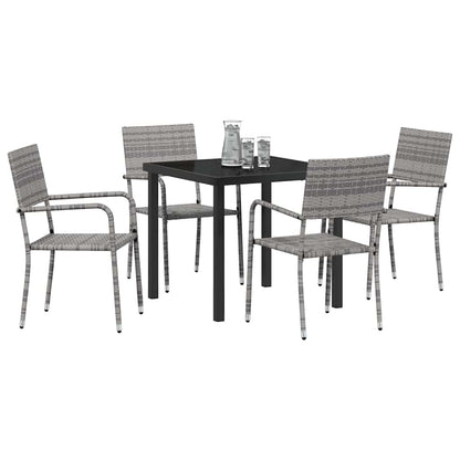 Garten Essgruppe 5 pcs Grau Poly Rattan