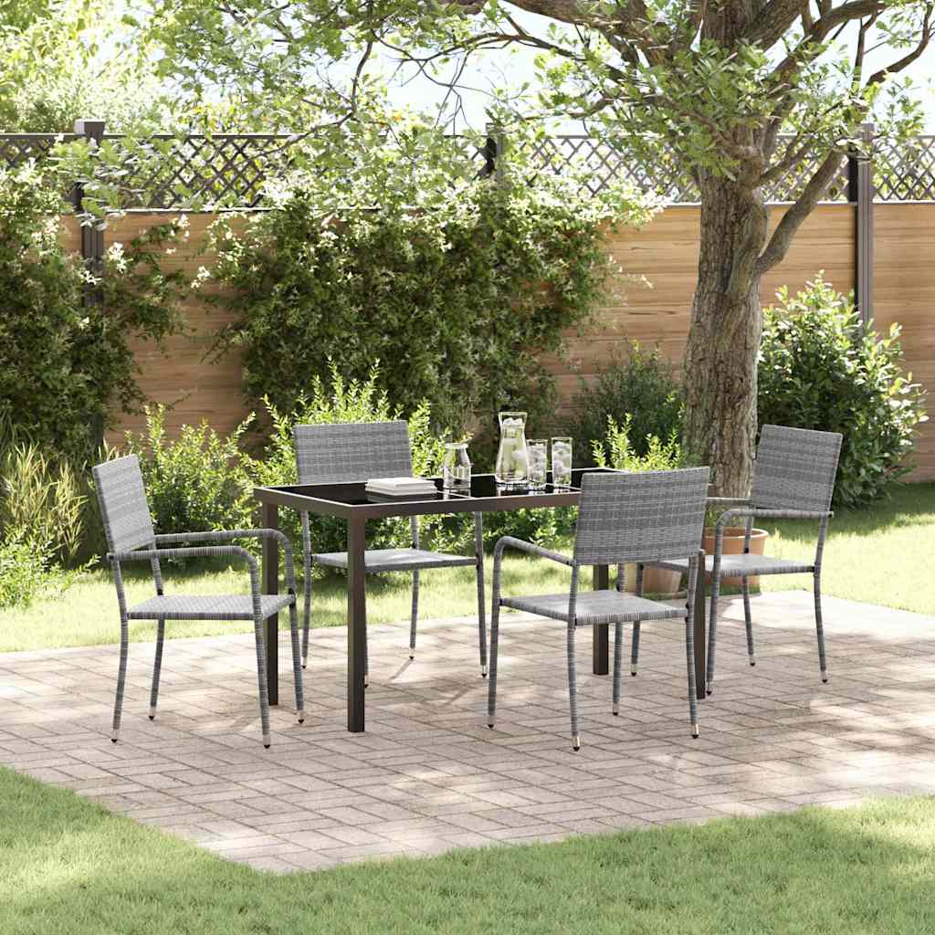Garten Essgruppe 5 pcs Grau Poly Rattan