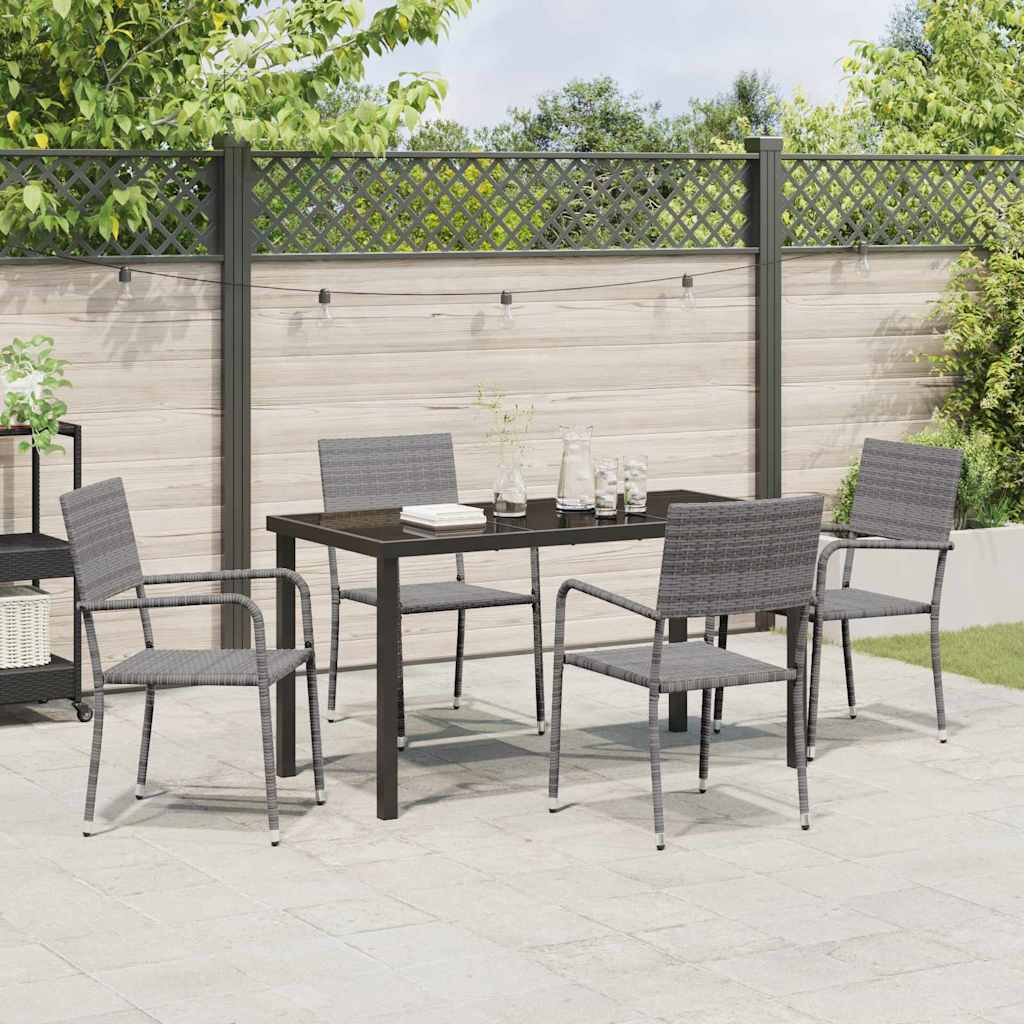 Garten Essgruppe 5 pcs Grau Poly Rattan