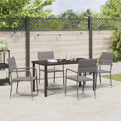 Garten Essgruppe 5 pcs Grau Poly Rattan