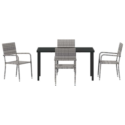 Garten Essgruppe 5 pcs Grau Poly Rattan