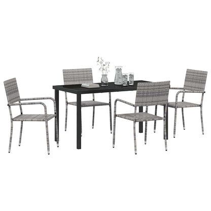 Garten Essgruppe 5 pcs Grau Poly Rattan