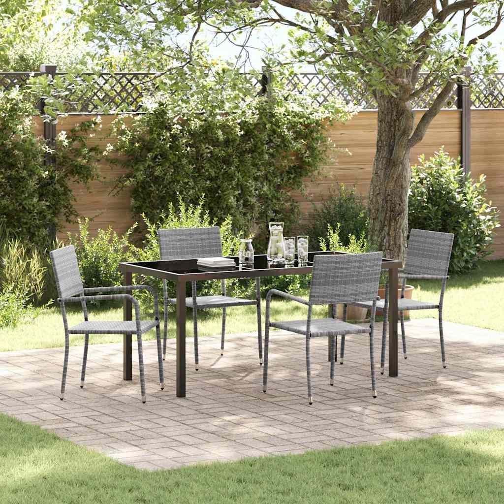 Garten Essgruppe 5 pcs Grau Poly Rattan