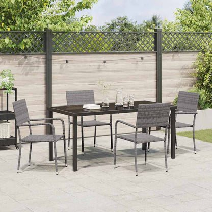 Garten Essgruppe 5 pcs Grau Poly Rattan