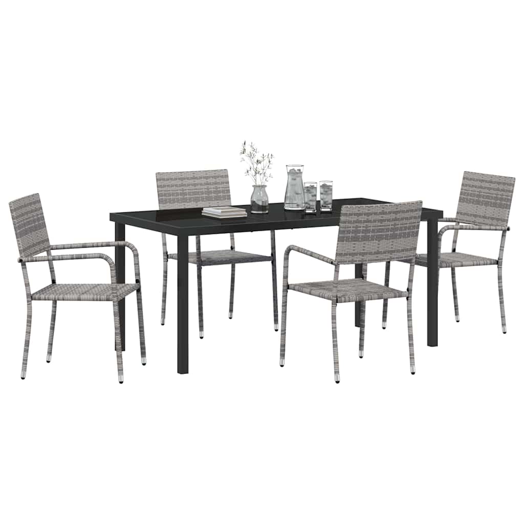 Garten Essgruppe 5 pcs Grau Poly Rattan