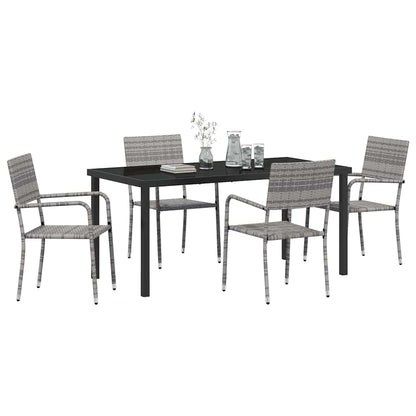 Garten Essgruppe 5 pcs Grau Poly Rattan
