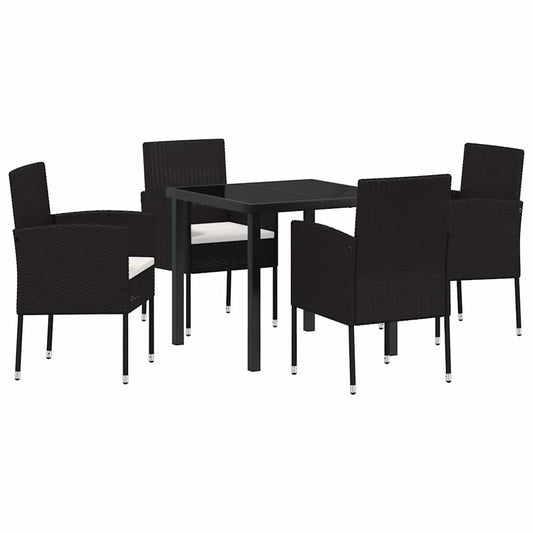 Garten Essgruppe mit Kissen 5 pcs Schwarz Poly Rattan
