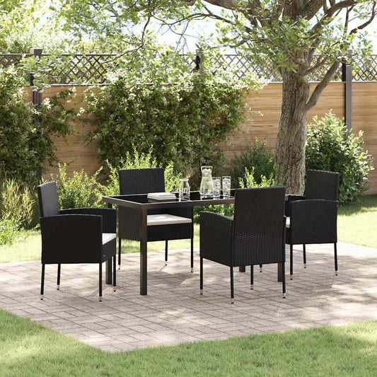 Garten Essgruppe mit Kissen 5 pcs Schwarz Poly Rattan