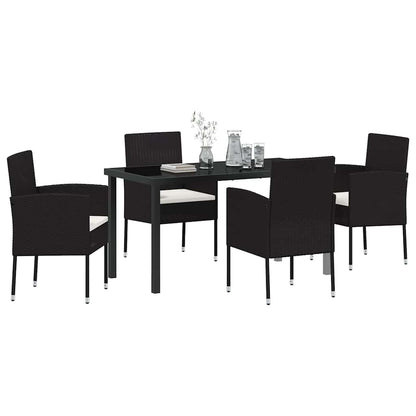 Garten Essgruppe mit Kissen 5 pcs Schwarz Poly Rattan