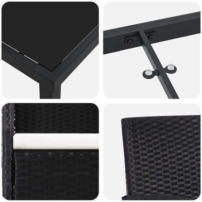 Garten Essgruppe mit Kissen 5 pcs Schwarz Poly Rattan