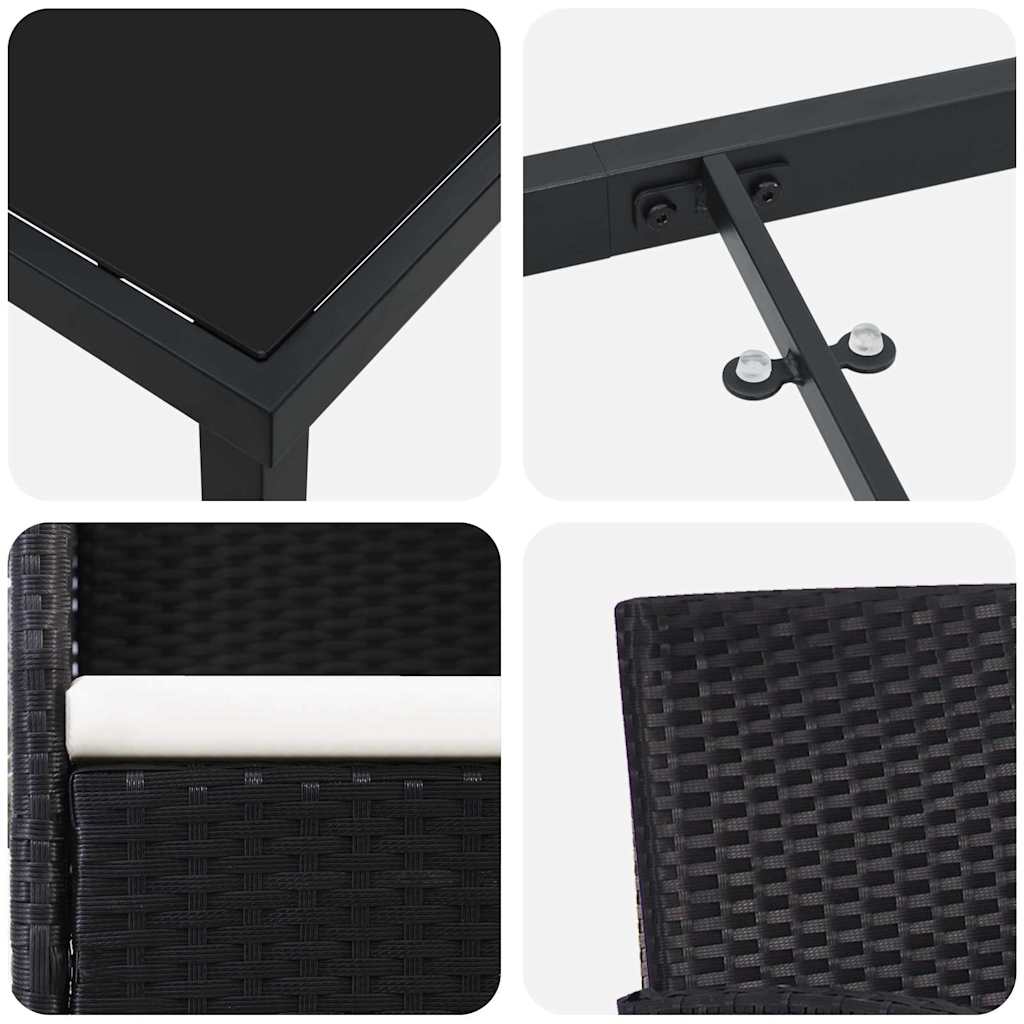 Garten Essgruppe mit Kissen 7 pcs Schwarz Poly Rattan