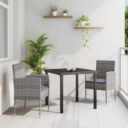Garten Essgruppe mit Kissen 3 pcs Grau Poly Rattan