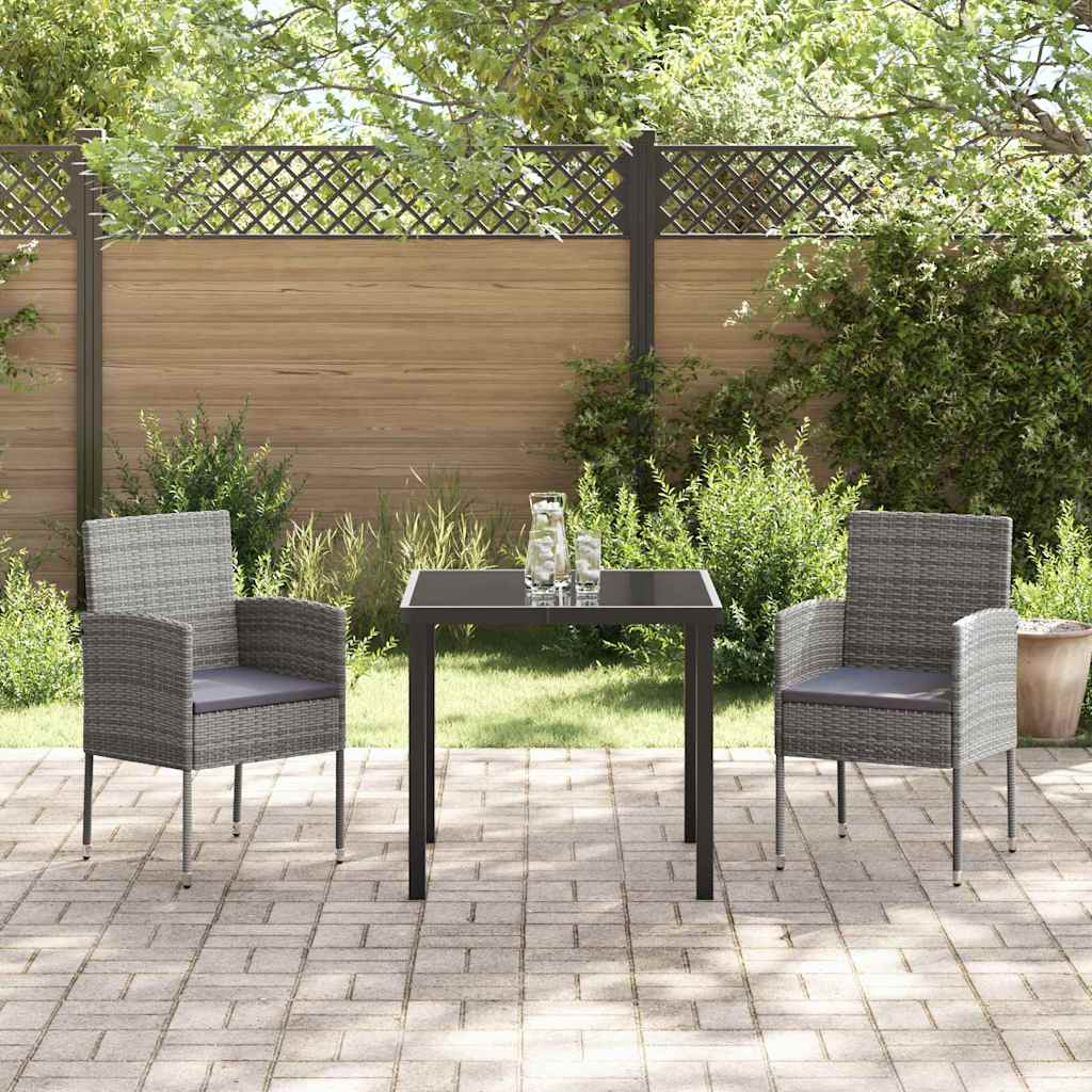 Garten Essgruppe mit Kissen 3 pcs Grau Poly Rattan