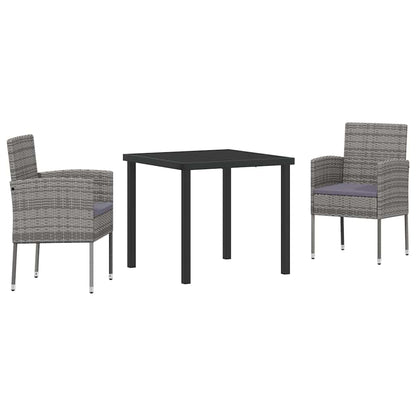 Garten Essgruppe mit Kissen 3 pcs Grau Poly Rattan