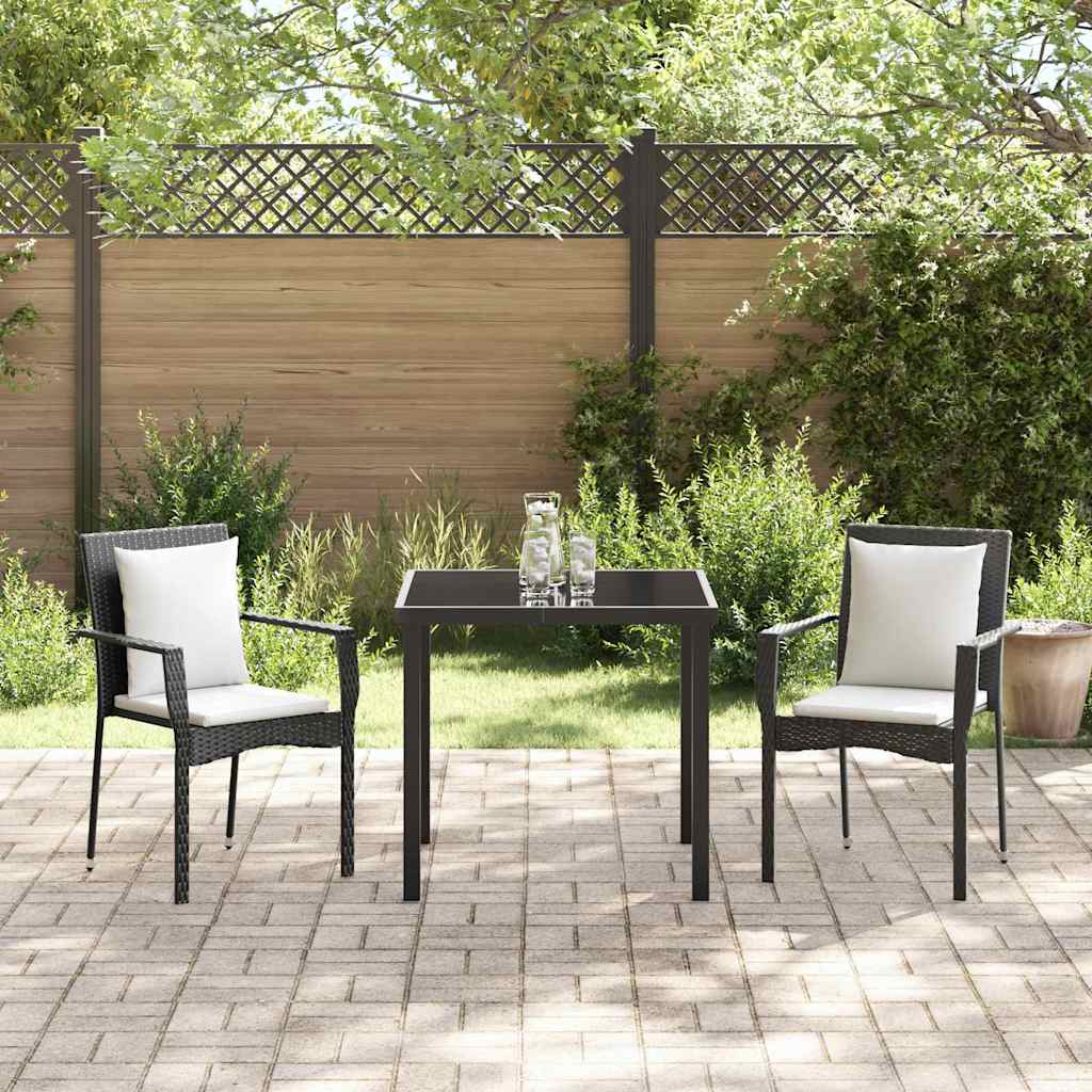 Garten Essgruppe mit Kissen 3 pcs Schwarz Poly Rattan