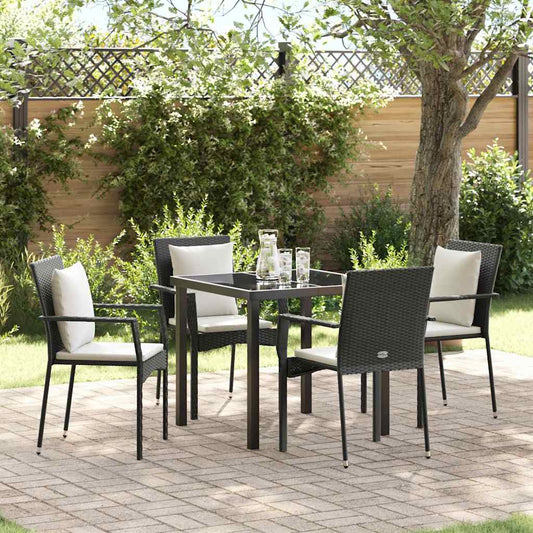 Garten Essgruppe mit Kissen 5 pcs Schwarz Poly Rattan