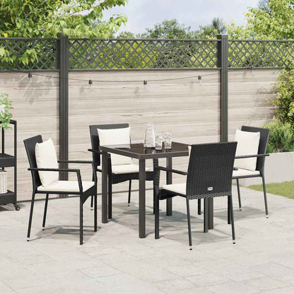 Garten Essgruppe mit Kissen 5 pcs Schwarz Poly Rattan