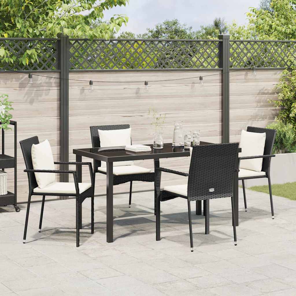 Garten Essgruppe mit Kissen 5 pcs Schwarz Poly Rattan