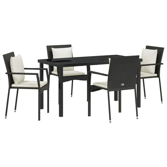 Garten Essgruppe mit Kissen 5 pcs Schwarz Poly Rattan