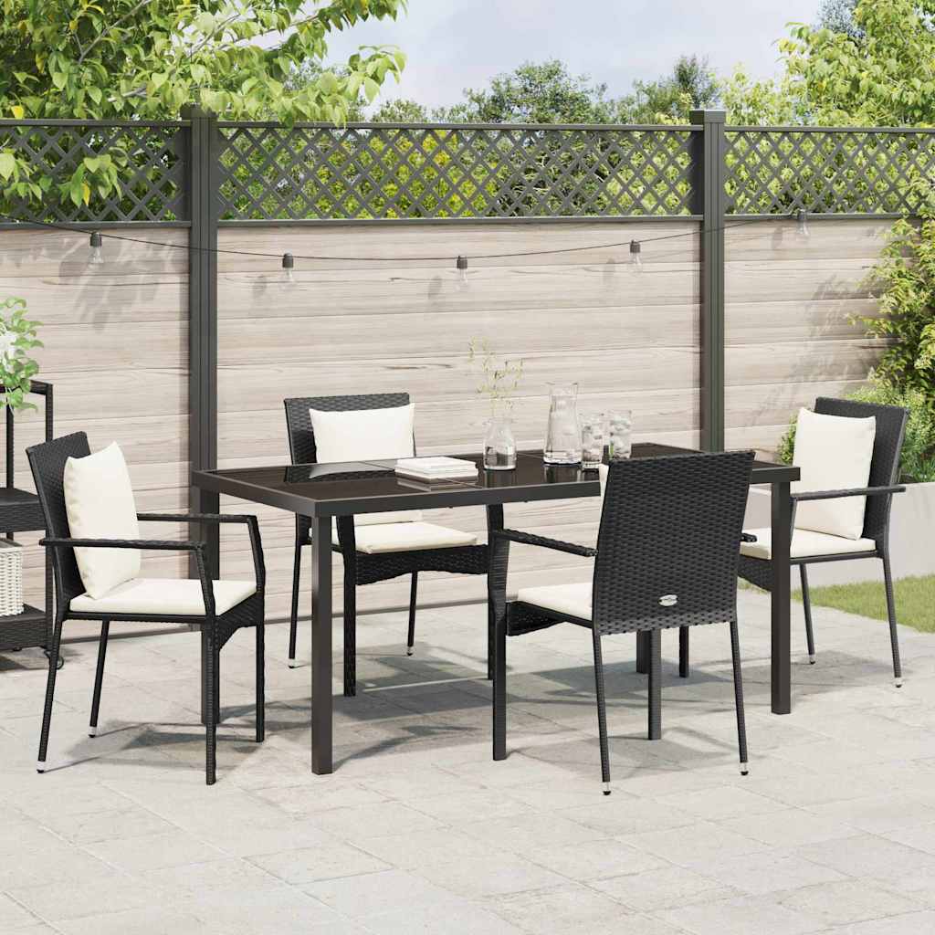 Garten Essgruppe mit Kissen 5 pcs Schwarz Poly Rattan