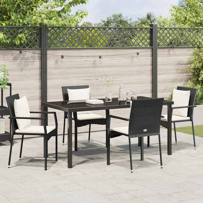 Garten Essgruppe mit Kissen 5 pcs Schwarz Poly Rattan
