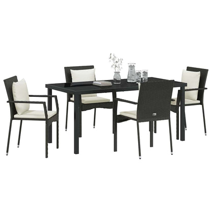 Garten Essgruppe mit Kissen 5 pcs Schwarz Poly Rattan