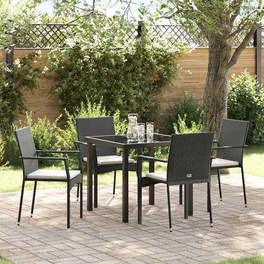 Garten Essgruppe mit Kissen 5 pcs Schwarz Poly Rattan