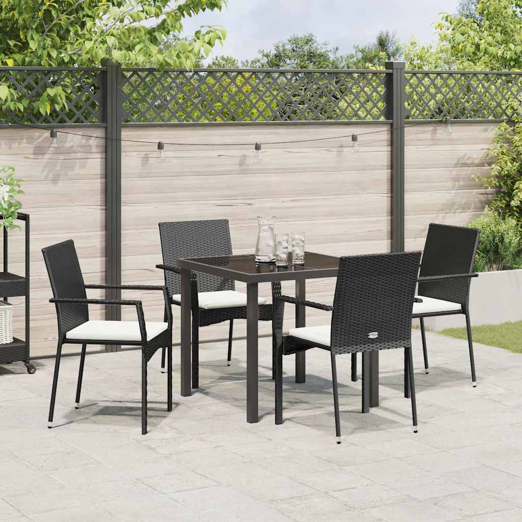 Garten Essgruppe mit Kissen 5 pcs Schwarz Poly Rattan