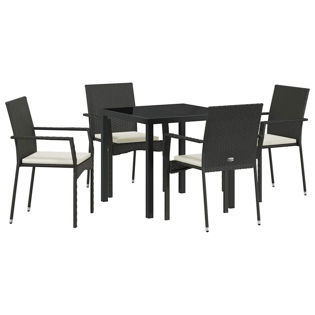 Garten Essgruppe mit Kissen 5 pcs Schwarz Poly Rattan