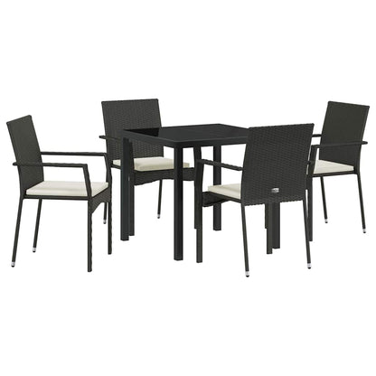 Garten Essgruppe mit Kissen 5 pcs Schwarz Poly Rattan