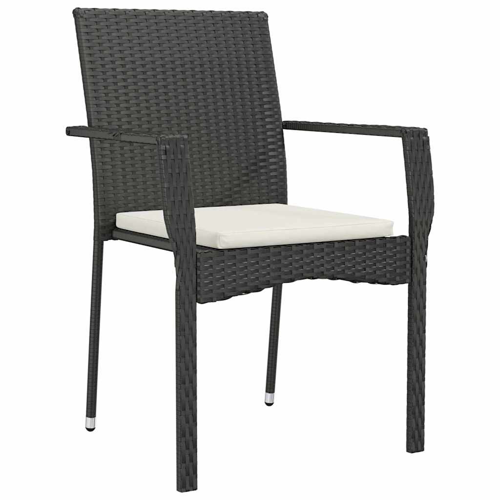 Garten Essgruppe mit Kissen 5 pcs Schwarz Poly Rattan