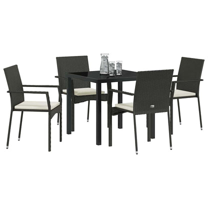 Garten Essgruppe mit Kissen 5 pcs Schwarz Poly Rattan